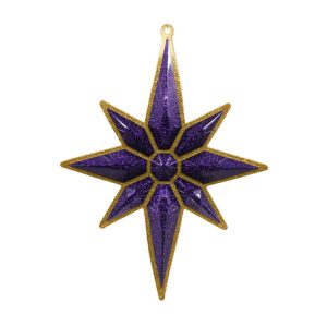 Studio Shot of Christmas Star Ornament gold with Royal Purple