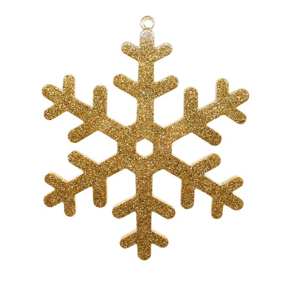Studio Shot of Gold Glitter snowflake ornament 7-inch