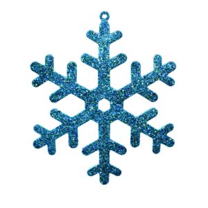 Peacock Blue Glitter Snowflake Ornament, 7-inch