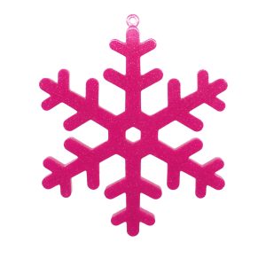 Studio Shot if 7-inch hot pink glitter, snowflake ornament