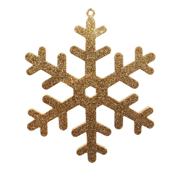 Studio shot champagne glitter snowflake ornament