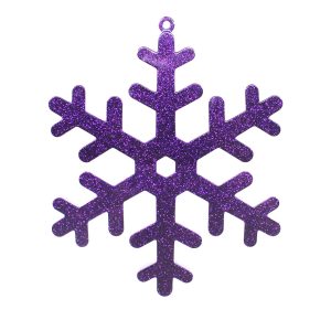 Studio shot purple glitter snowflake ornament