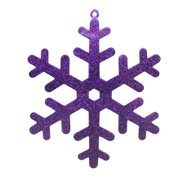 Studio shot purple glitter snowflake ornament