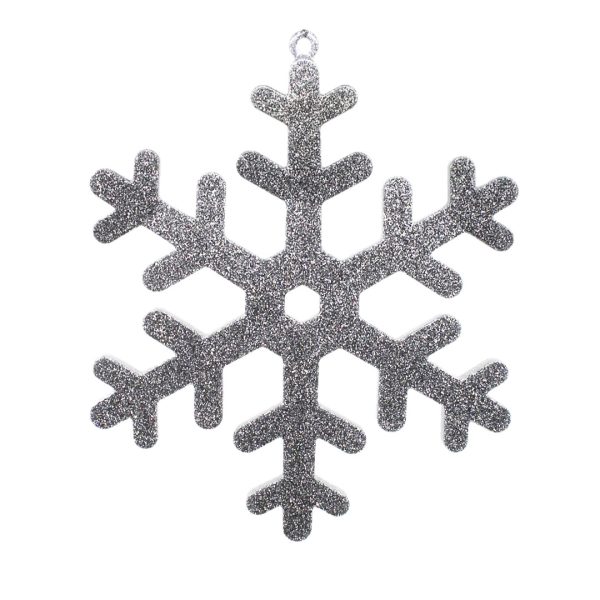 Studio shot of silver glitter snowflake ornament