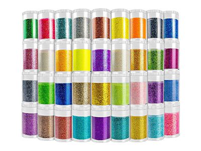 Studio shot of several glitter color samples available