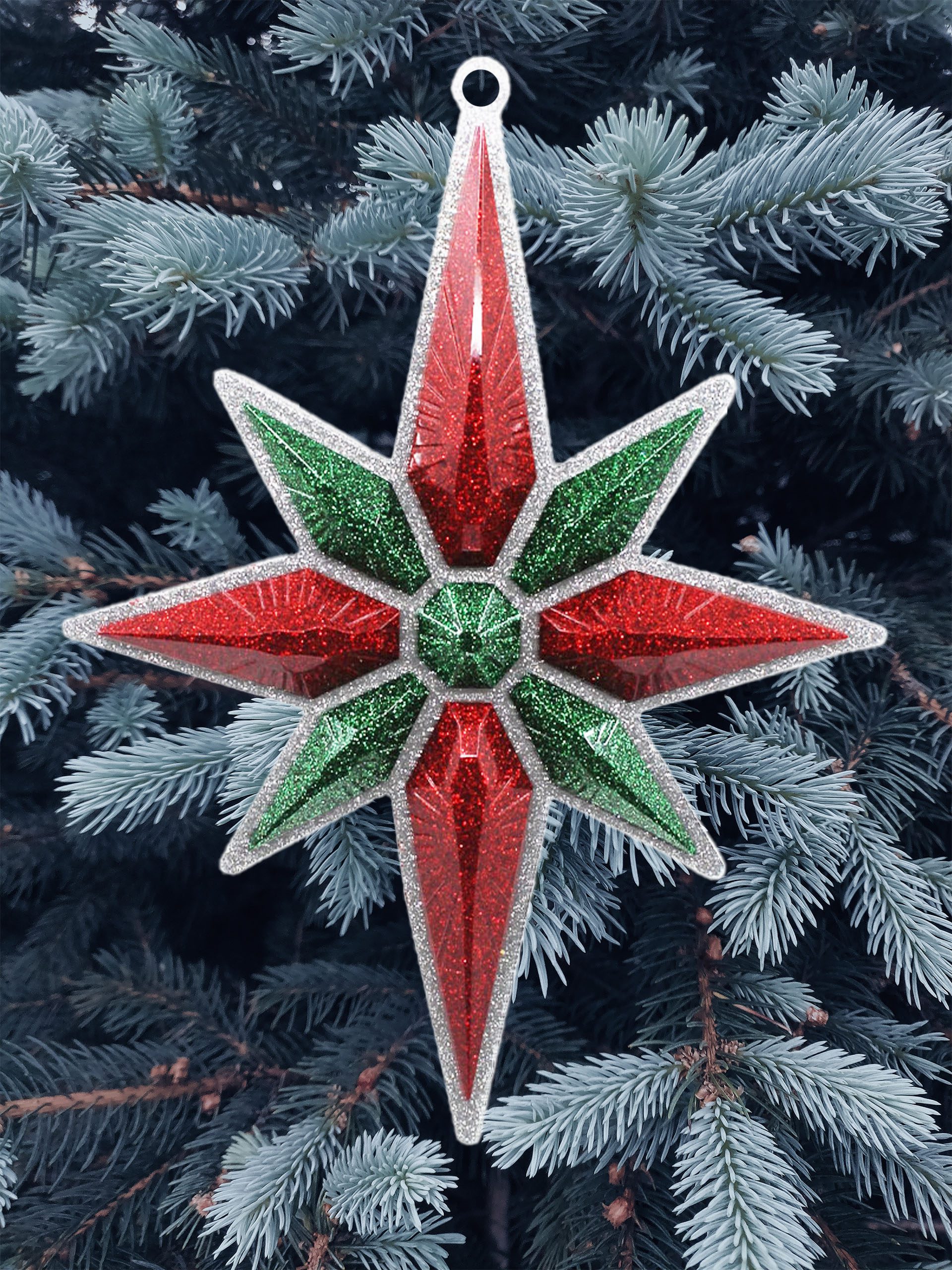 Studio shot of Christmas star ornaments